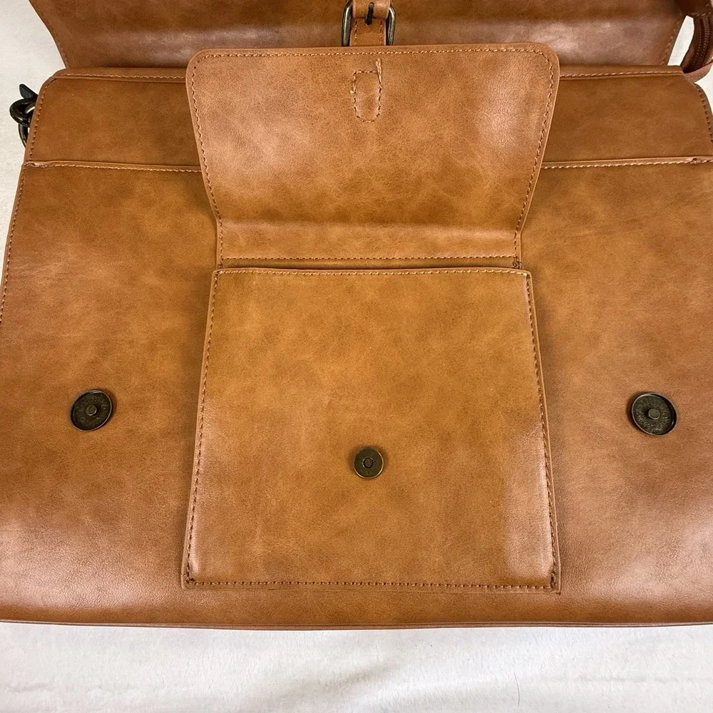 Brown Laptop Messenger Bag Briefcase Satchel Shoulder Bag Vintage Style 16